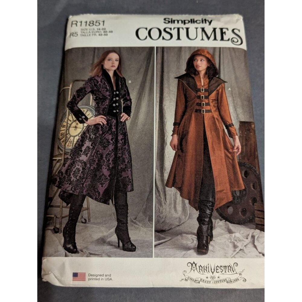 Simplicity Pattern R11851 Cosplay Costume Steampunk Long Coat R5 14-22 UNCUT
